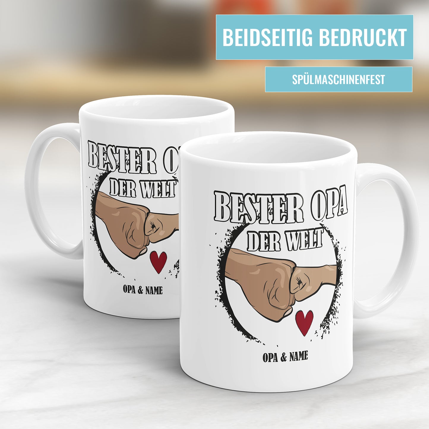 Bester Opa der Welt Fäuste personalisiert mit Name Tasse Fulima