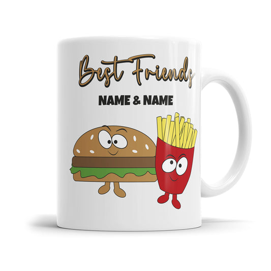 Beste Freunde Tasse Best Friends Burger und Pommes personalisiert mit Namen - Fulima