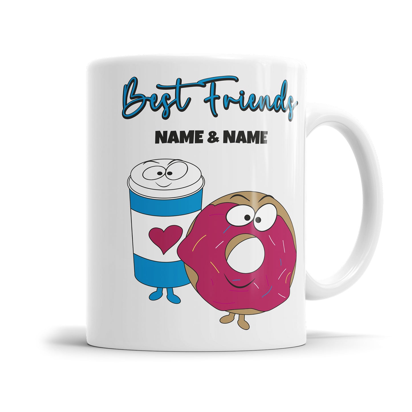 Beste Freunde Tasse Best Friends Kaffee und Donut personalisiert mit Namen - Fulima