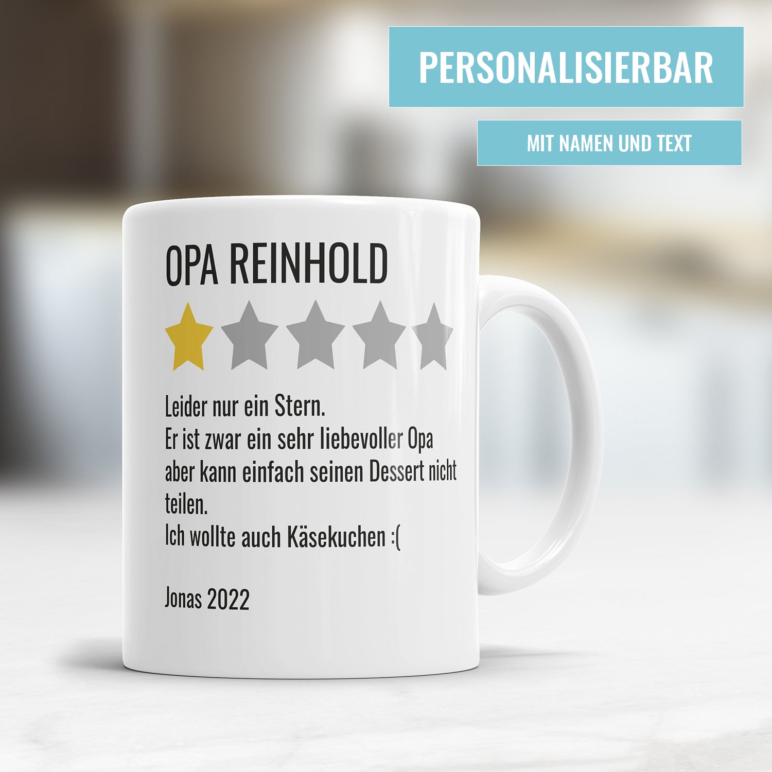 Sternebewertung mit Wunschtext und Namen - Namenstasse - Fulima