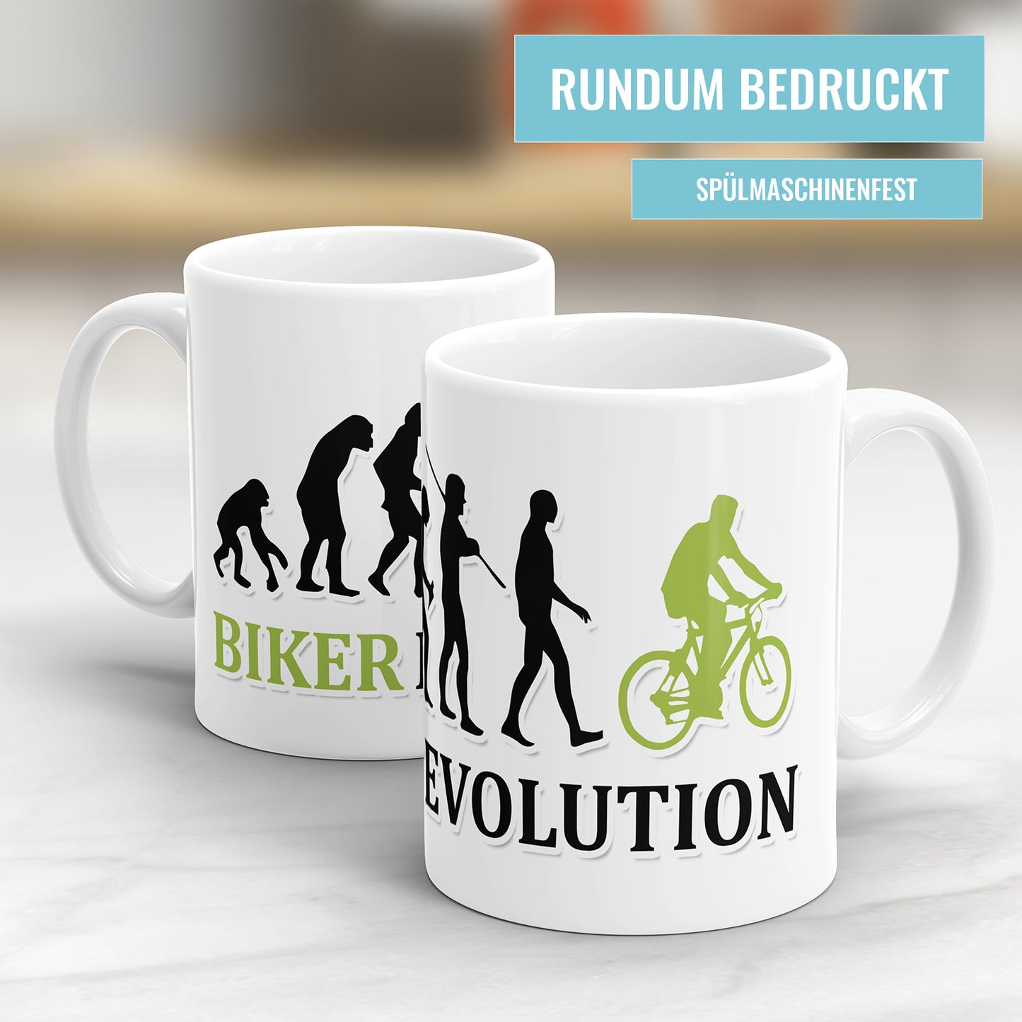 Biker Evolution Tasse - Geschenkidee für Fahrradfahrer