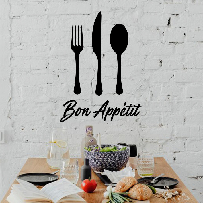 Wandtattoo "Bon Appétit" mit Besteck