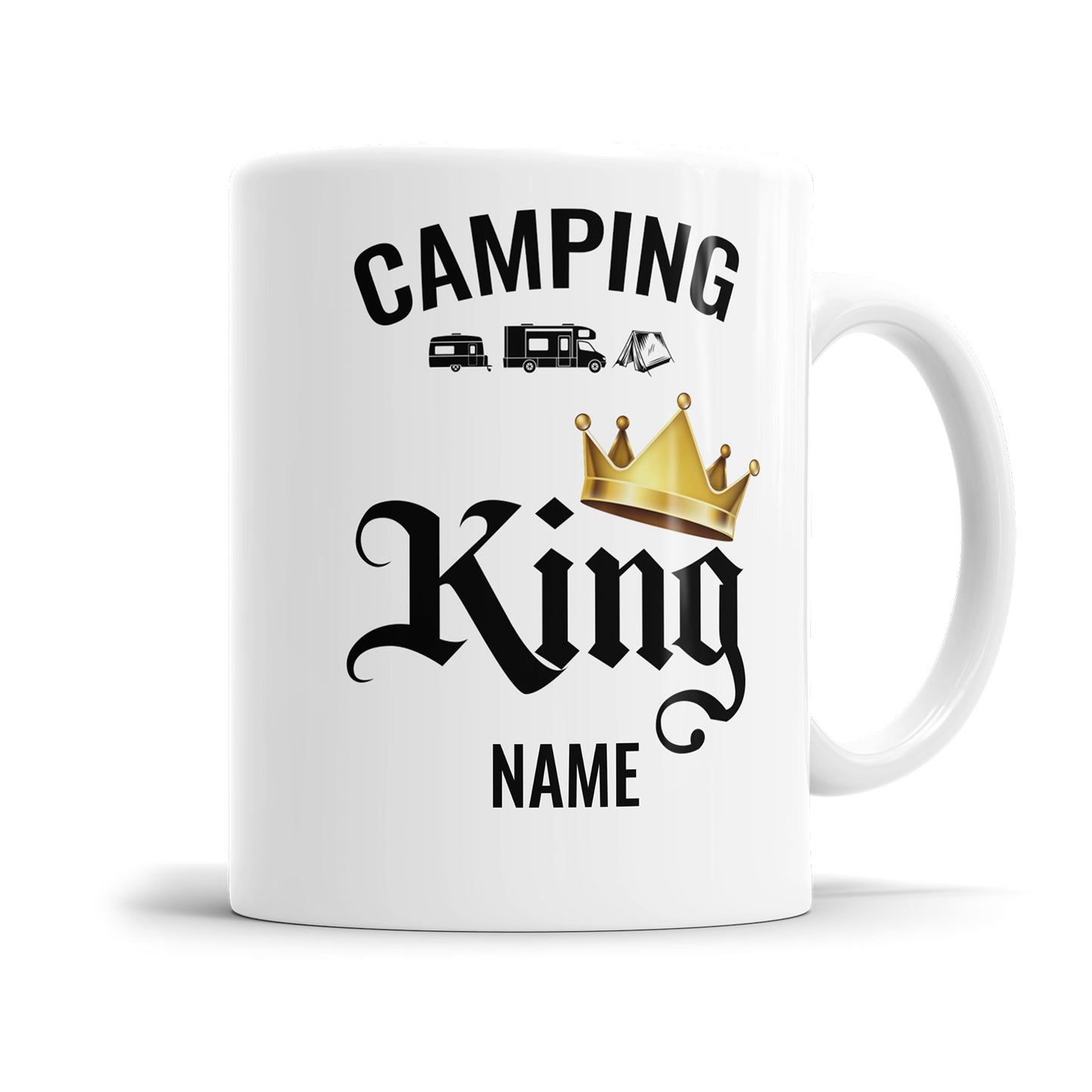 Camping King oder Camping Queen Tasse personalisiert mit Namen