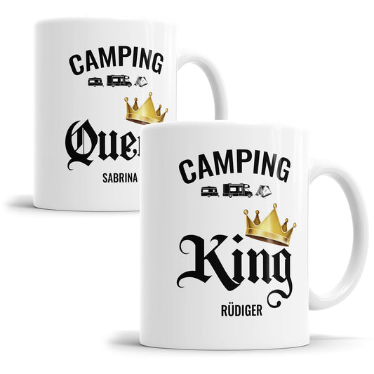 Camping King oder Camping Queen Tasse personalisiert mit Namen Fulima