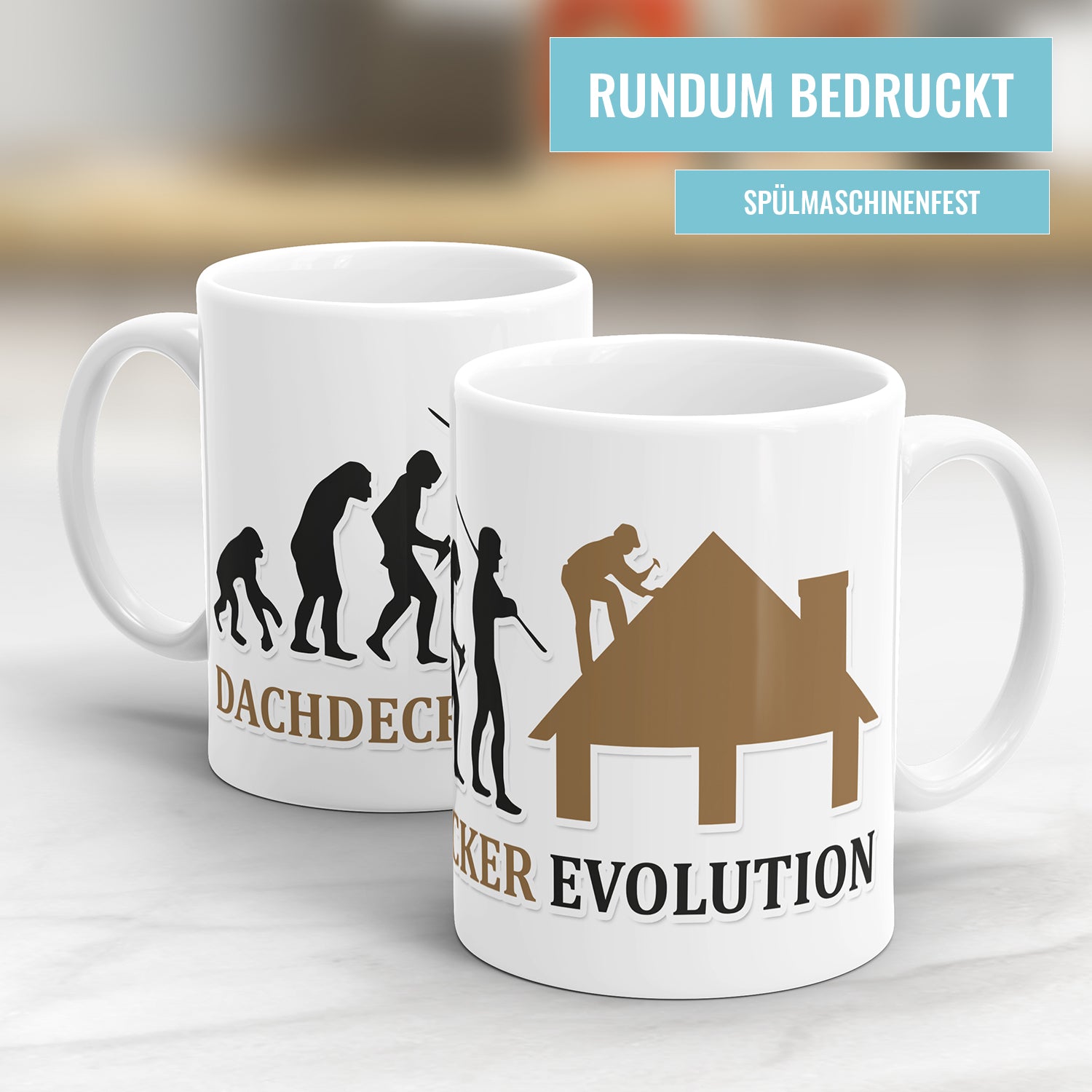 Dachdecker Evolution Tasse - Geschenkidee für Dachdecker Fulima