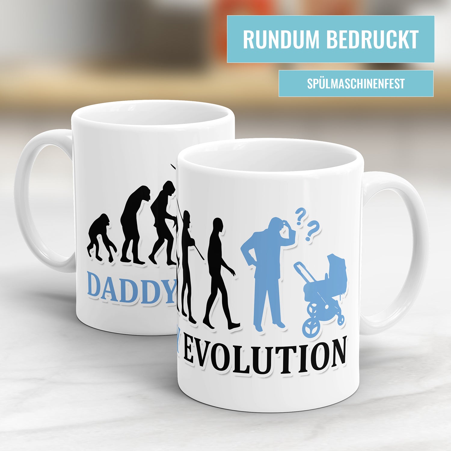 Daddy Evolution Tasse - Geschenkidee für Papa Fulima