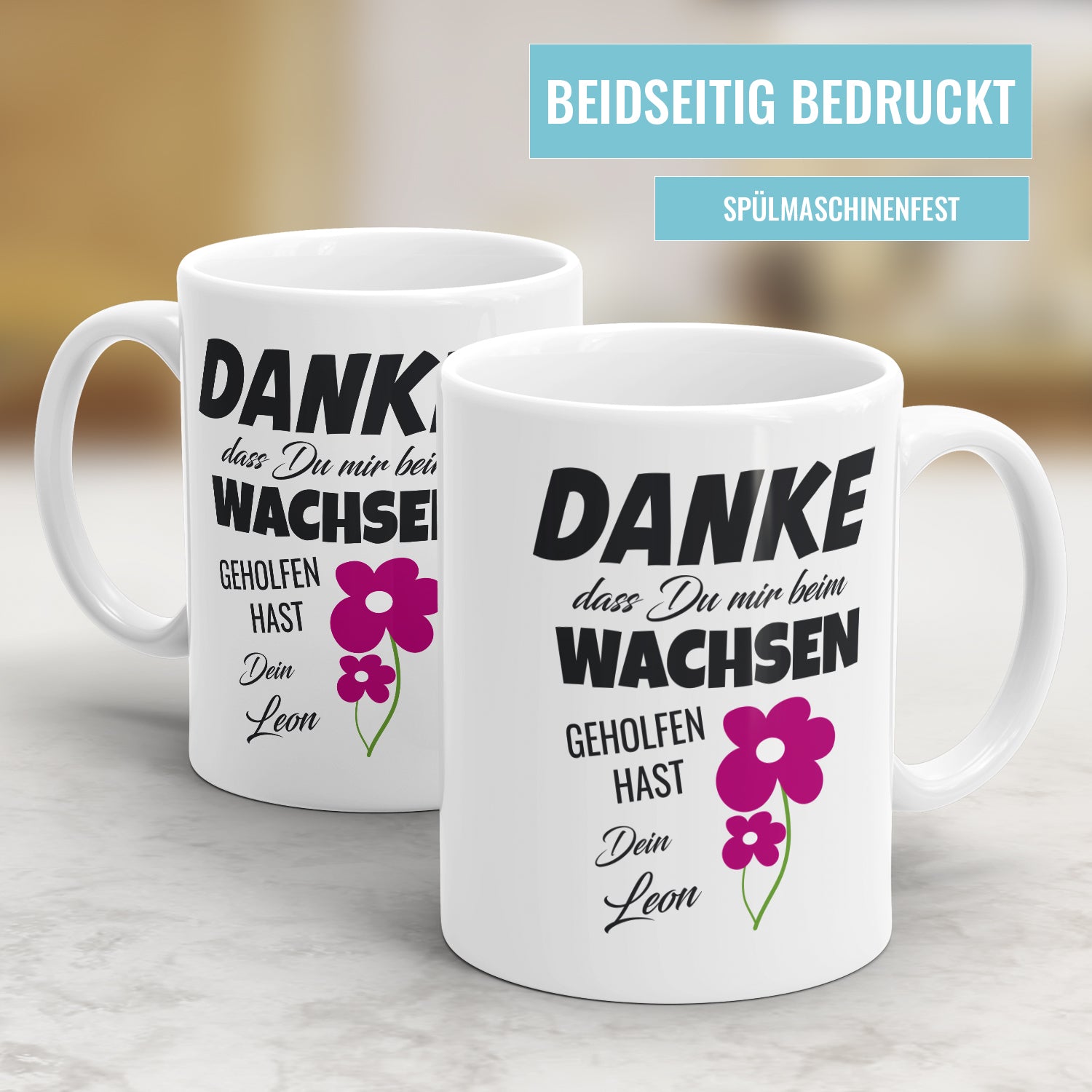Danke dass du mir beim wachsen geholfen hast Blumen mit Namen - Erzieherin Tasse - Fulima