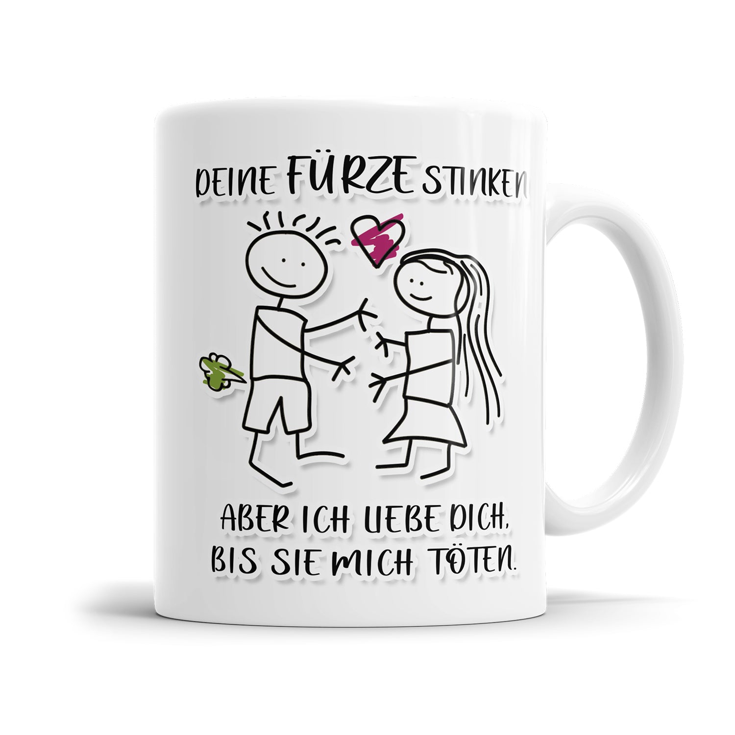 Deine Fürze stinken aber ich liebe dich bis Sie mich töten Strichmännchen Tasse mit Spruch