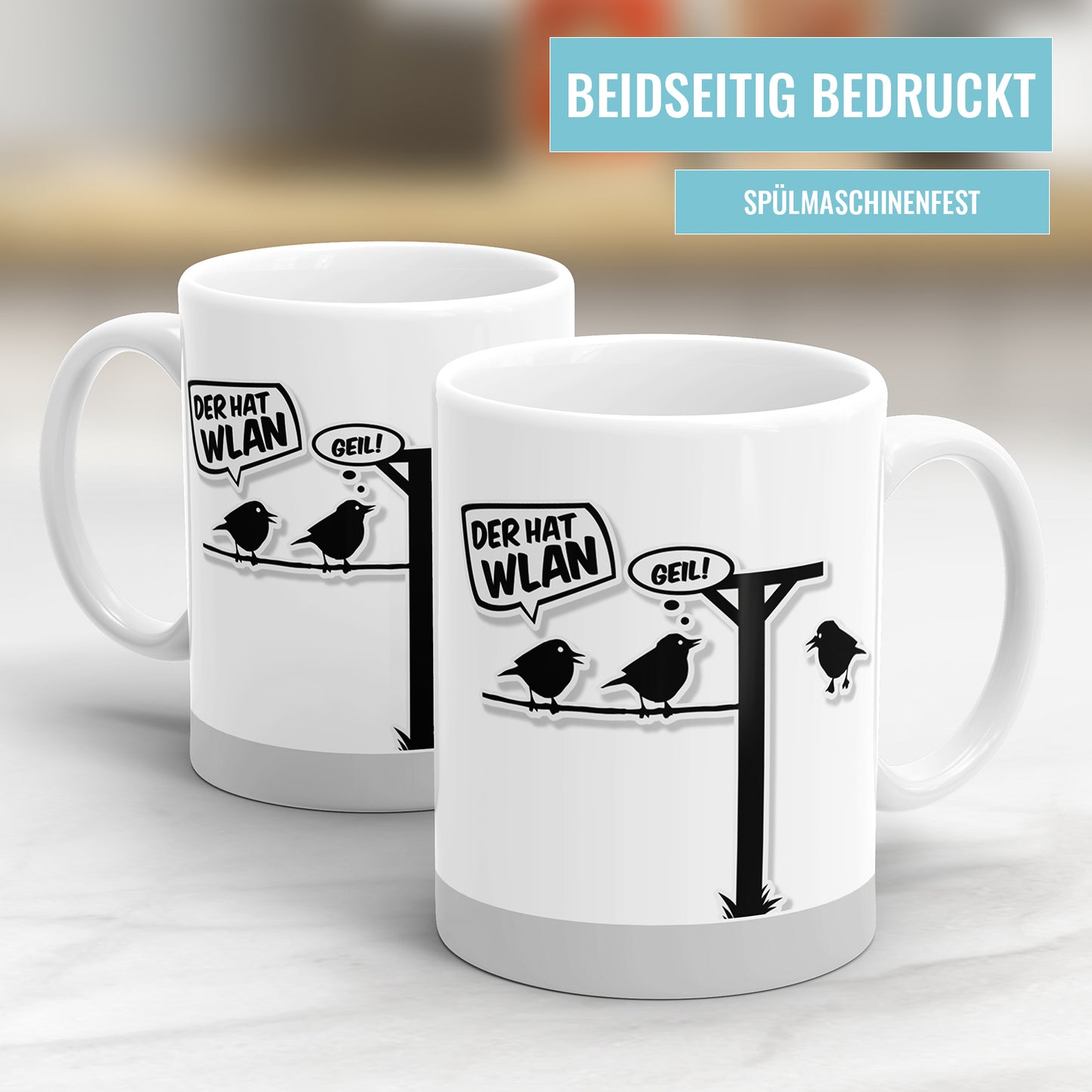 Tasse mit Spruch Lustige Sprüche Tasse Der hat Wlan Geil
