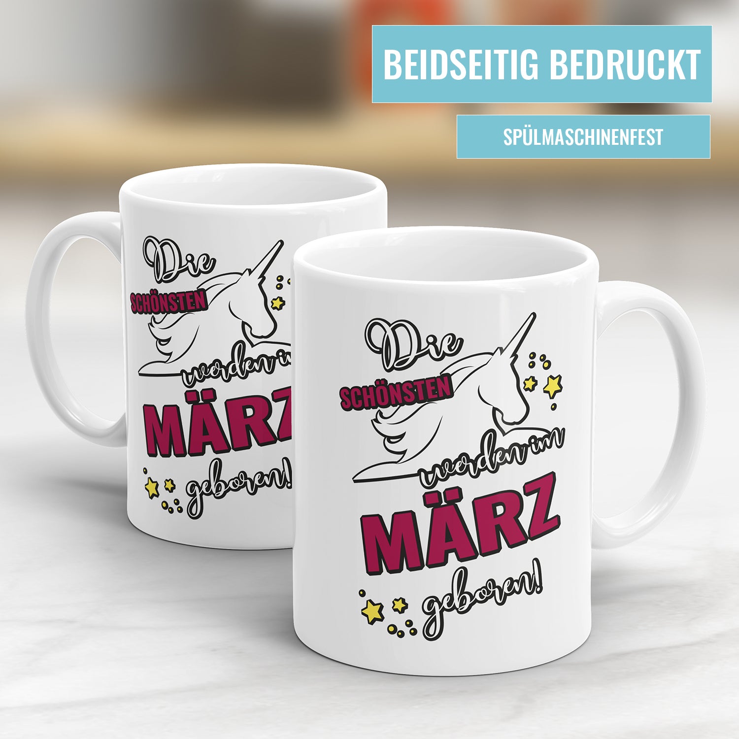 Die schönsten werden im März geboren Einhorn Geburtstag Tasse - Fulima