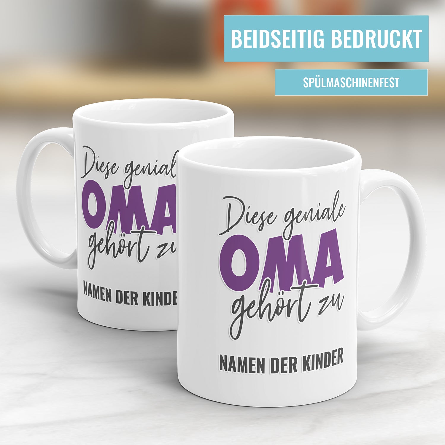 Tasse für Oma - Diese geniale Oma gehört zu personalisiert mit Namen der Enkel Fulima