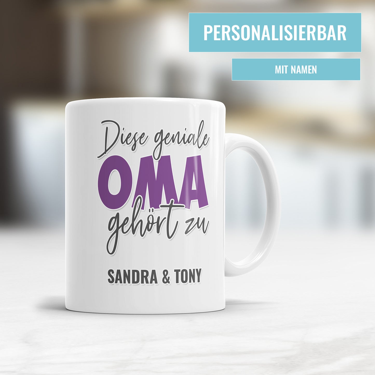 Tasse für Oma - Diese geniale Oma gehört zu personalisiert mit Namen der Enkel Fulima