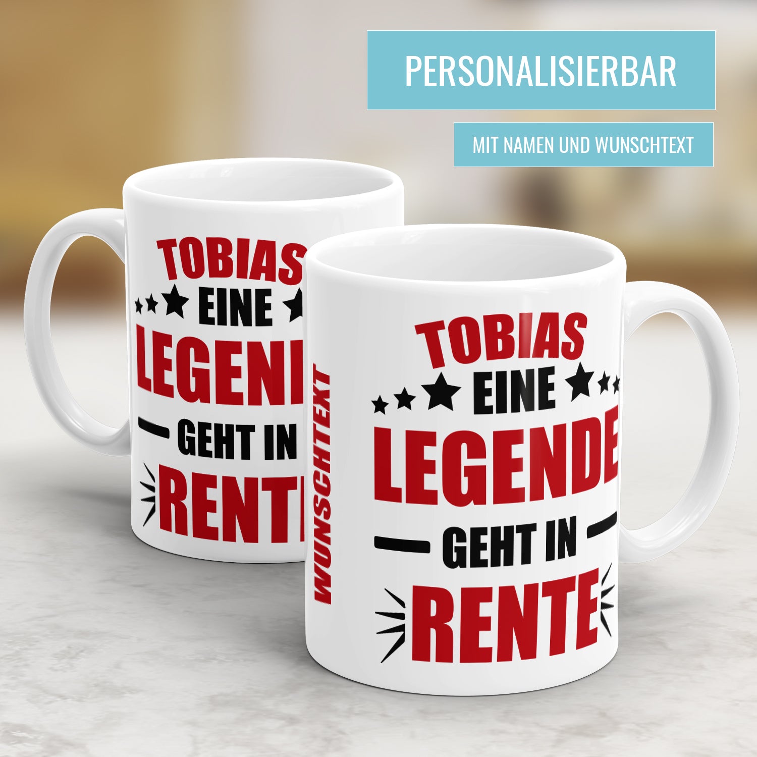 Personalisierte Tasse - Eine Legende geht in Rente - Mit Namen und Wunschtext - Fulima