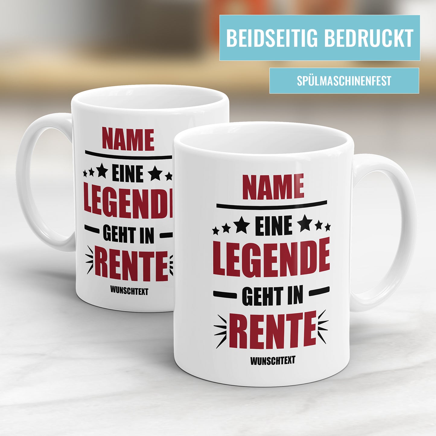 Rente Tasse Eine Legende geht in Rente personalisiert mit Name und Wunschtext Tasse