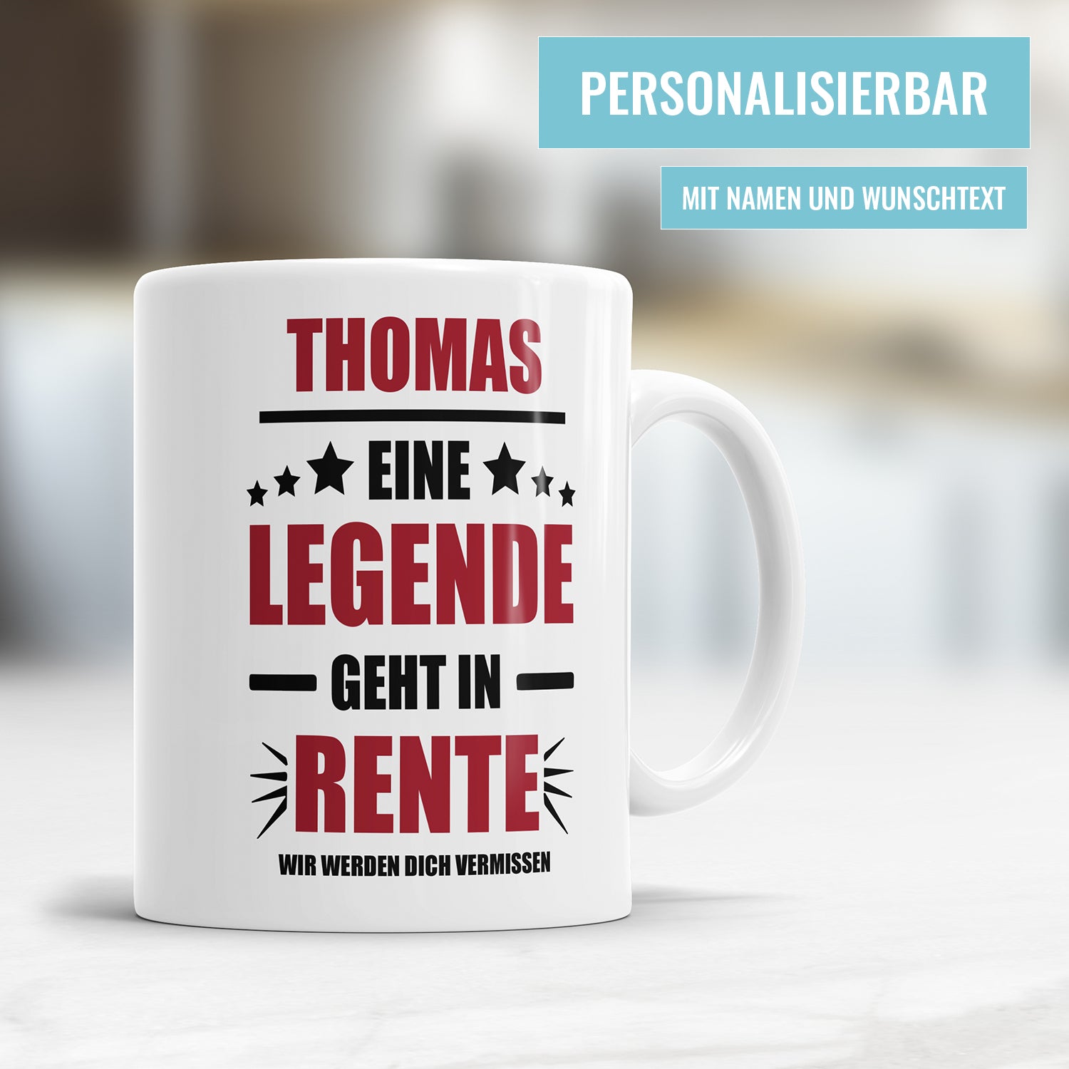 Rente Tasse Eine Legende geht in Rente personalisiert mit Name und Wunschtext Tasse Fulima