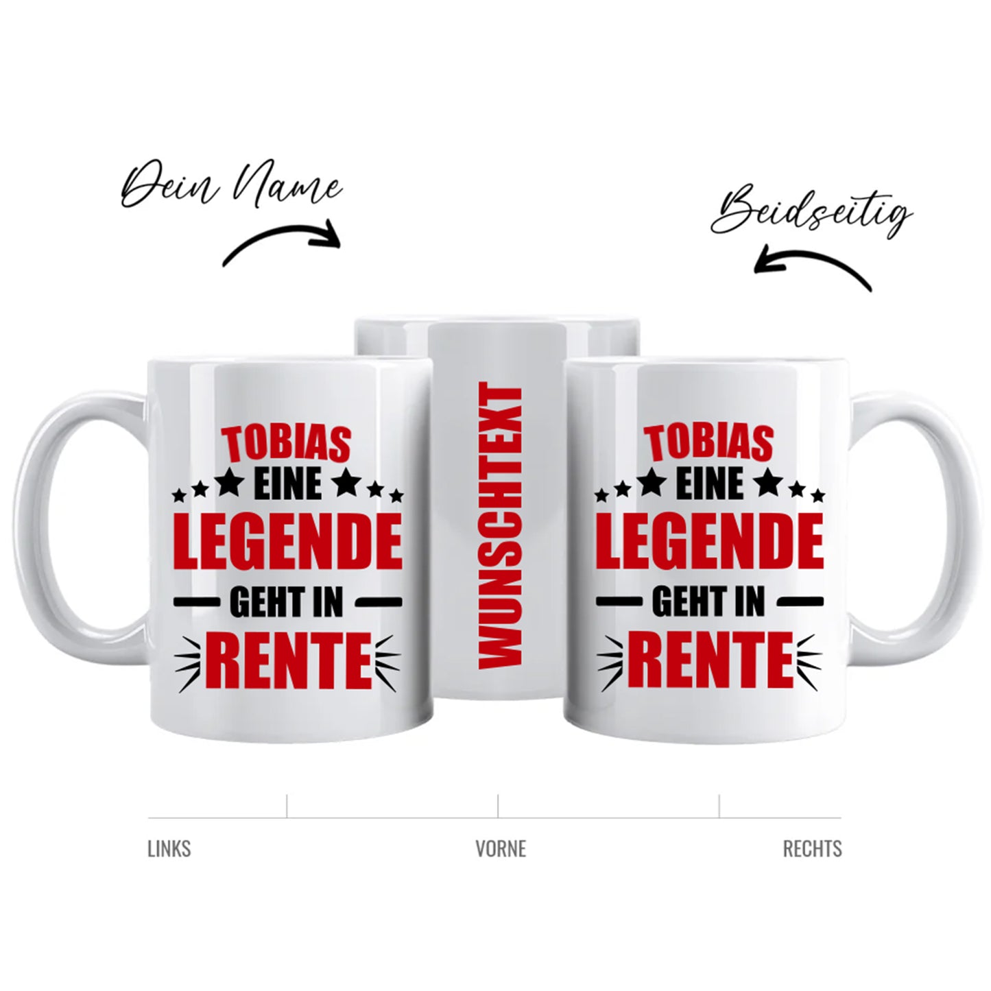 Personalisierte Tasse - Eine Legende geht in Rente - Mit Namen und Wunschtext - Fulima
