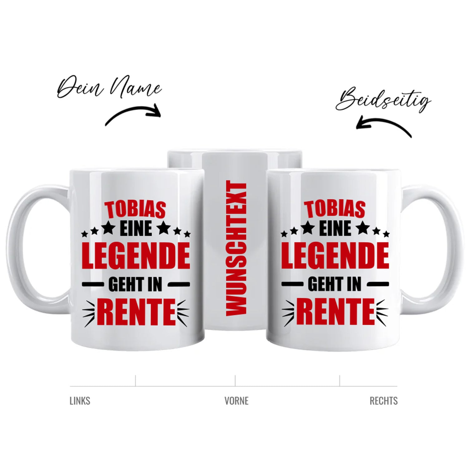 Personalisierte Tasse - Eine Legende geht in Rente - Mit Namen und Wunschtext - Fulima