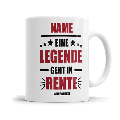 Personalisierte Rente Tasse 2025 mit Namen verschiedene Motive Eine Legende geht in Rente Sterne - Fulima