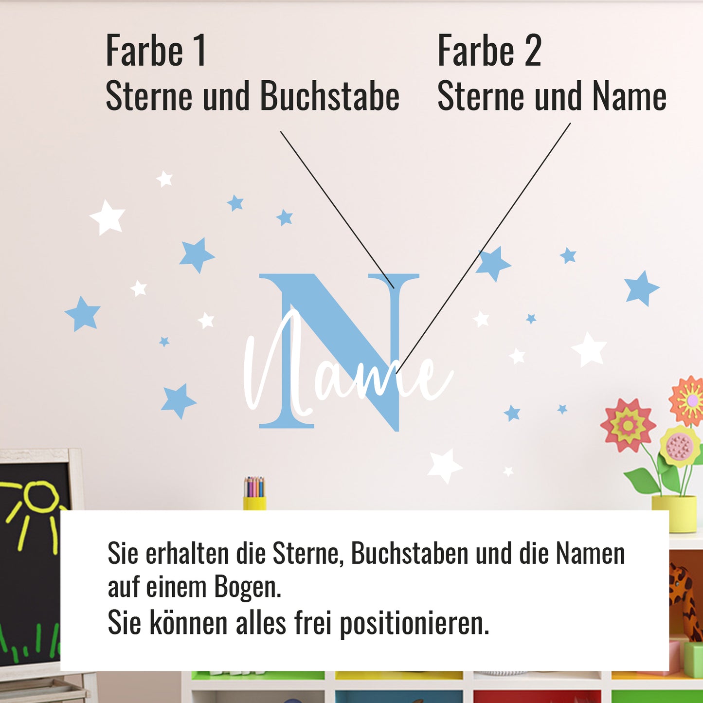 Namen Kindernamen Sterne Set Wandtattoo