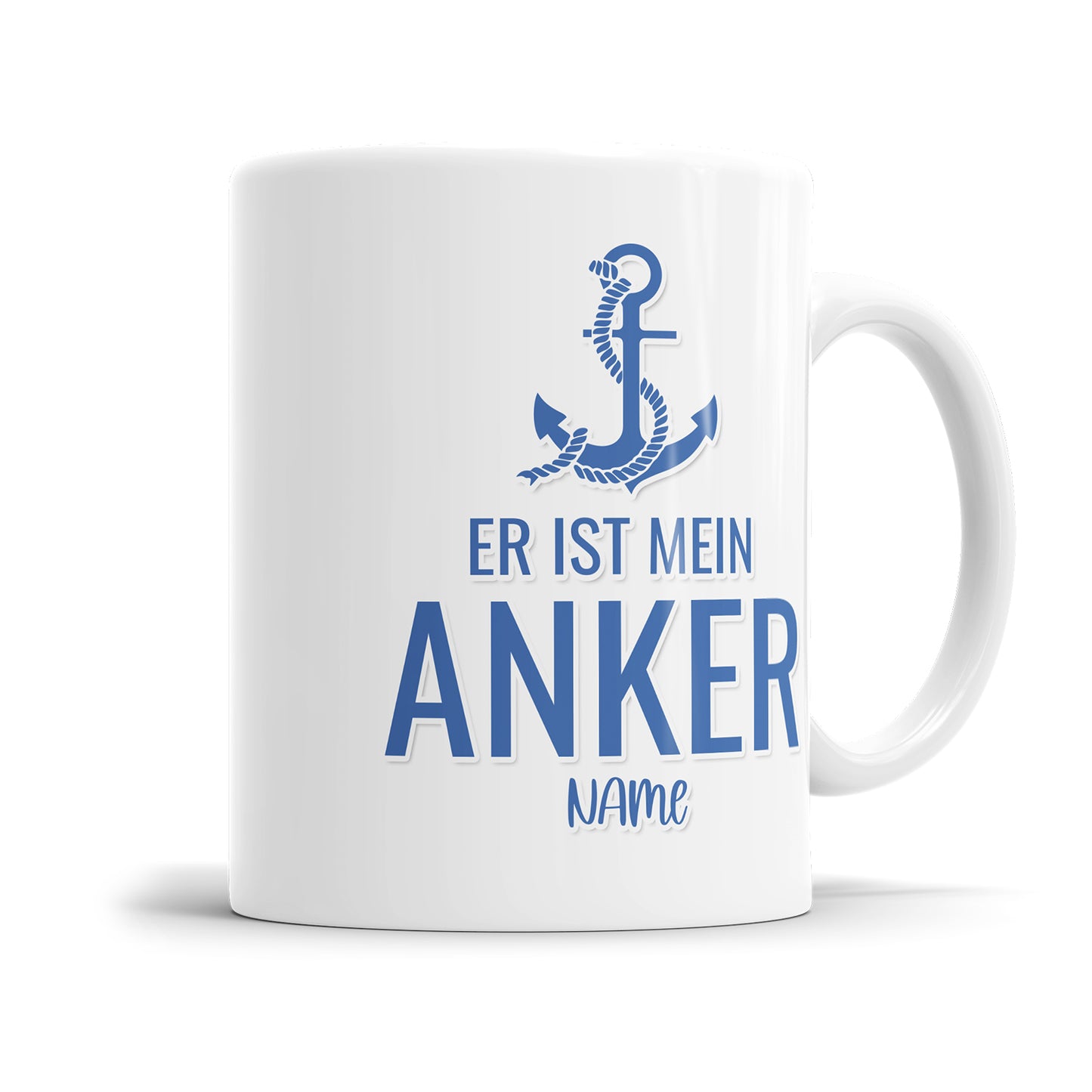 Sie ist mein Segel oder Er ist mein Anker personalisiert mit Namen Tasse