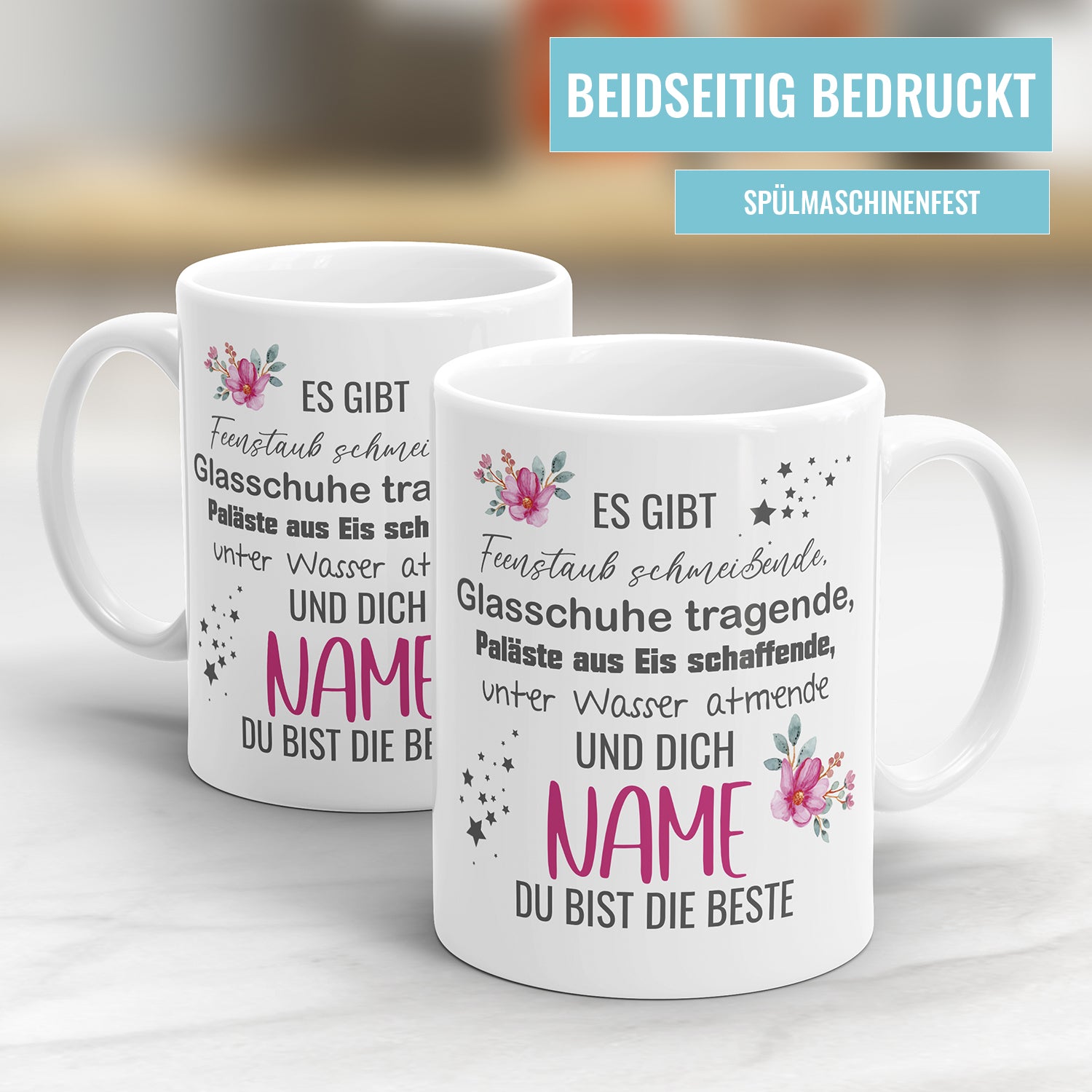 Tasse mit Namen - Es gibt Feenstaub schmeißende und Dich personalisiert mit Namen - Fulima