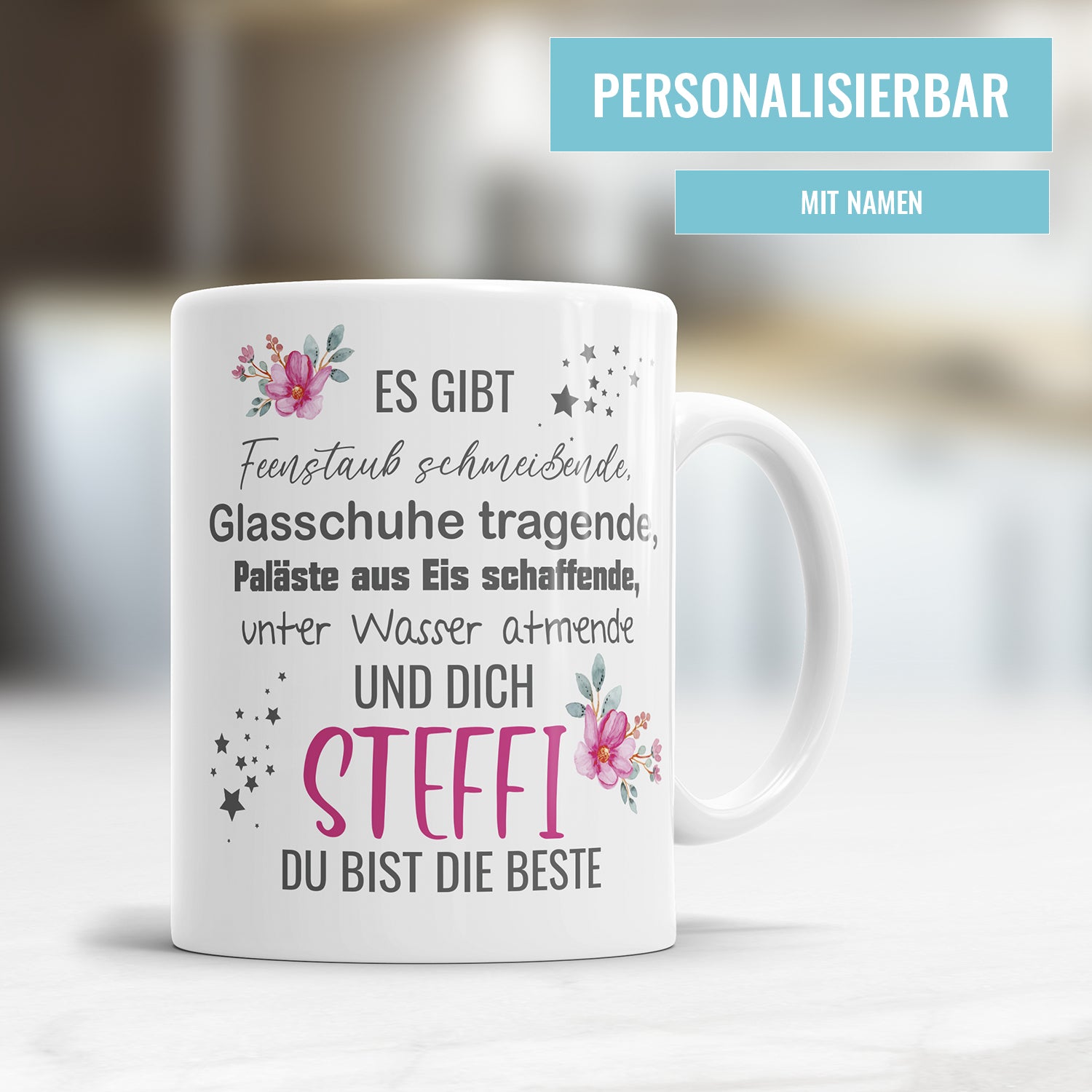 Tasse mit Namen - Es gibt Feenstaub schmeißende und Dich personalisiert mit Namen - Fulima