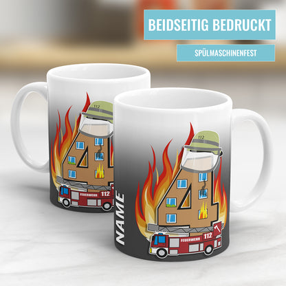 Ich bin 4 Feuerwehr Feuerwehrwagen personalisiert mit Name 4. Geburtstag