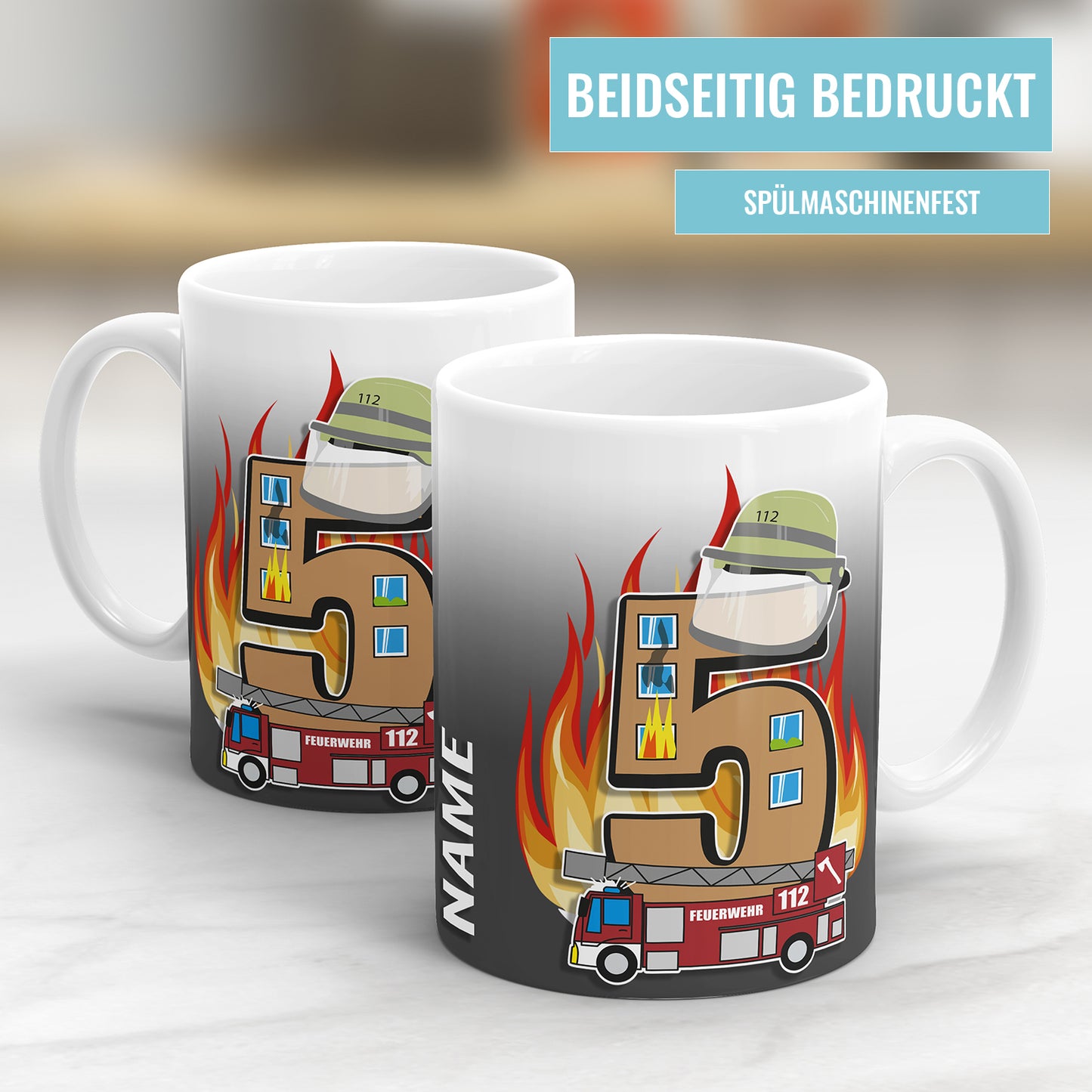 Ich bin 5 Feuerwehr Feuerwehrwagen personalisiert mit Name 5. Geburtstag