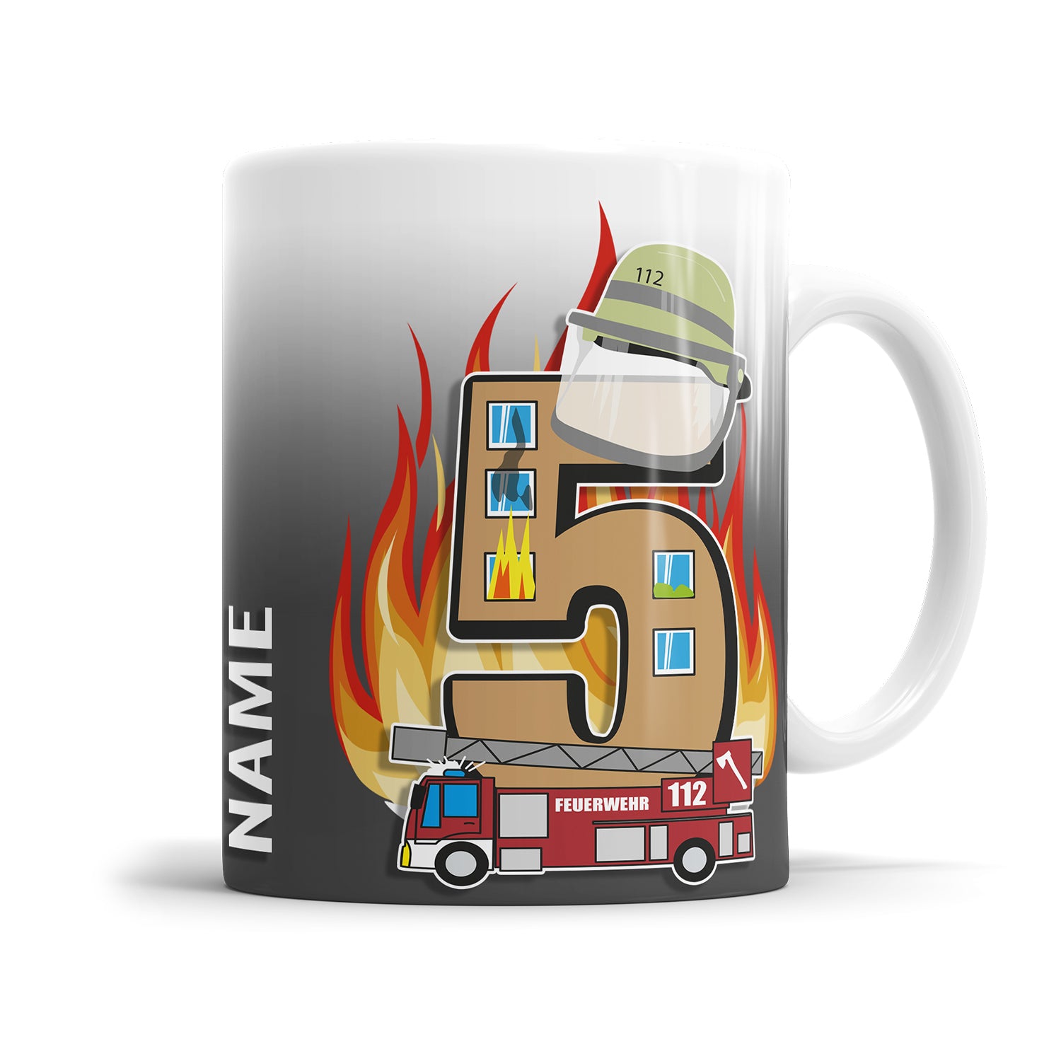 Ich bin 5 Feuerwehr Feuerwehrwagen personalisiert mit Name 5. Geburtstag Fulima