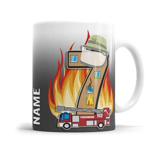 Ich bin 7 Feuerwehr Feuerwehrwagen personalisiert mit Name 7. Geburtstag