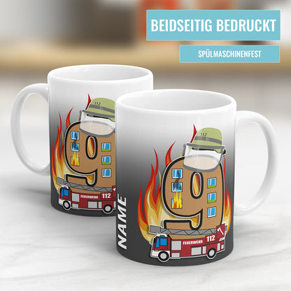Ich bin 9 Feuerwehr Feuerwehrwagen personalisiert mit Name 9. Geburtstag