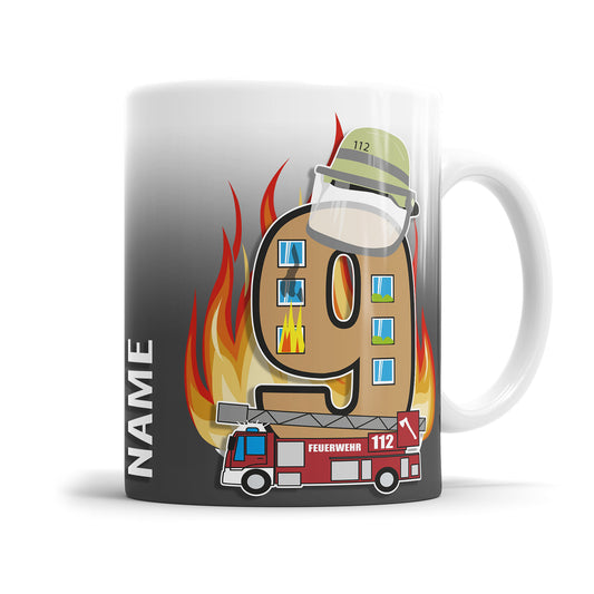 Ich bin 9 Feuerwehr Feuerwehrwagen personalisiert mit Name 9. Geburtstag