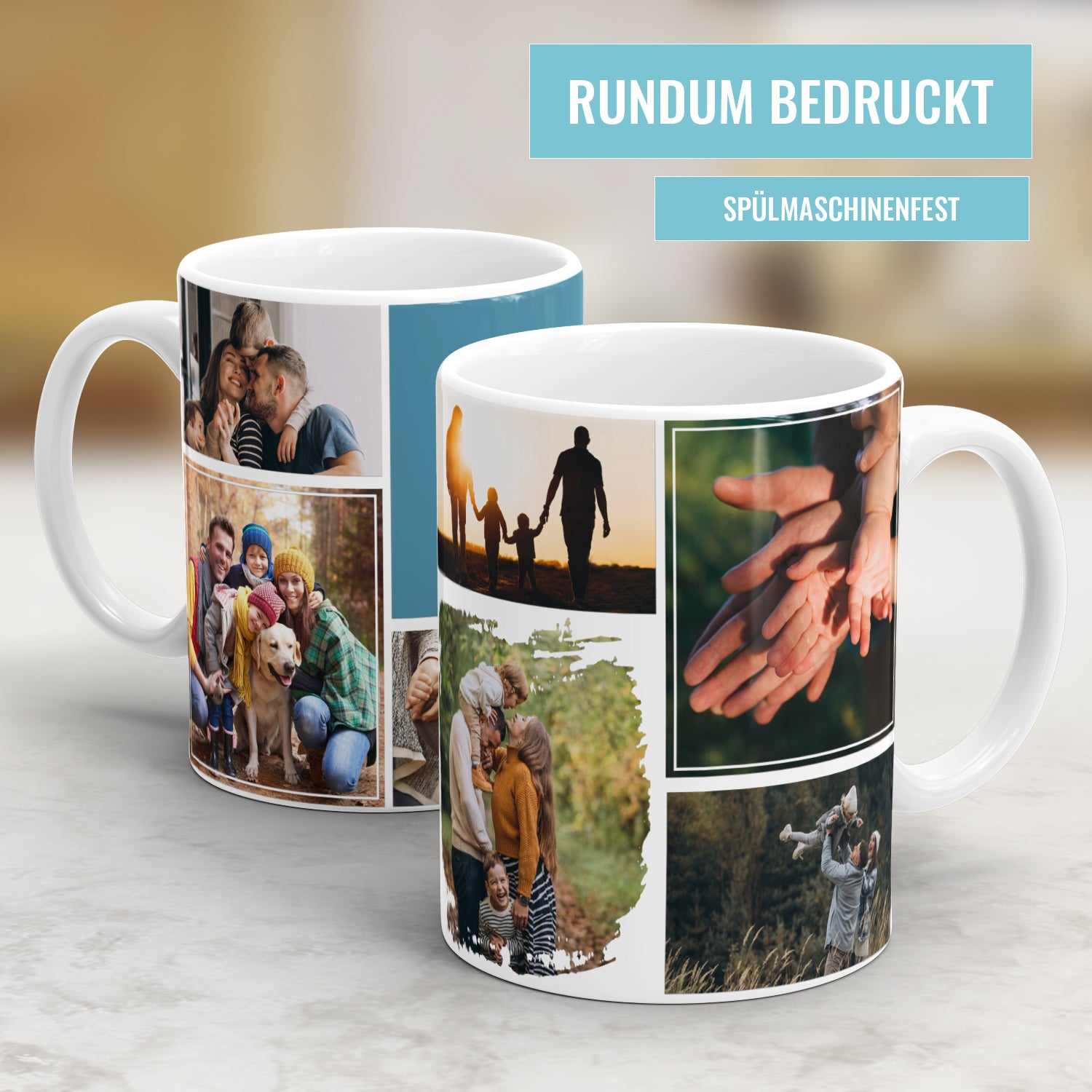 Individuelle Fototasse mit 7-Fotos-Collage und persönlichem Text - Ein einzigartiges Geschenk für jeden Anlass! - Fulima