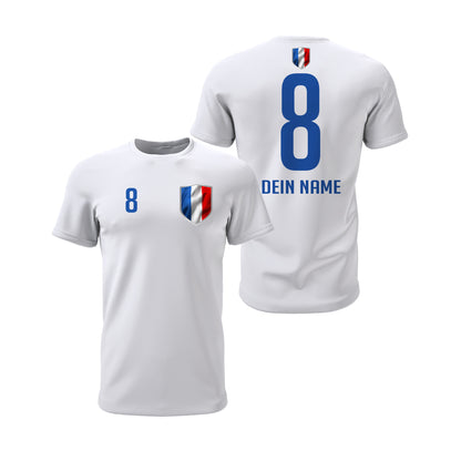 Frankreich Shirt mit Wappen und individueller Nummer & Name Weiß - FULiMA®