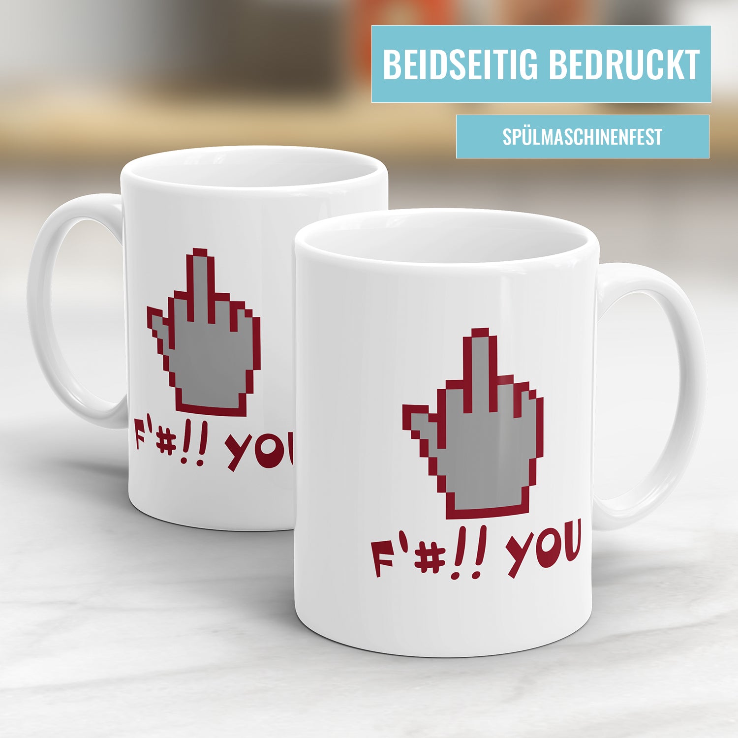 Tasse mit Spruch - Pixel Mittelfinger F#!! you Fulima