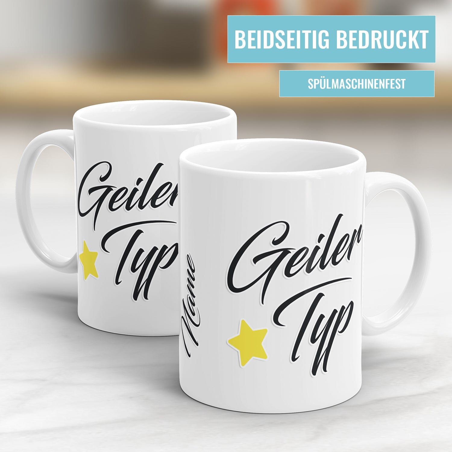 Geiler Typ Tasse mit Stern - Personalisiert mit Namen - Geschenkidee - Fulima