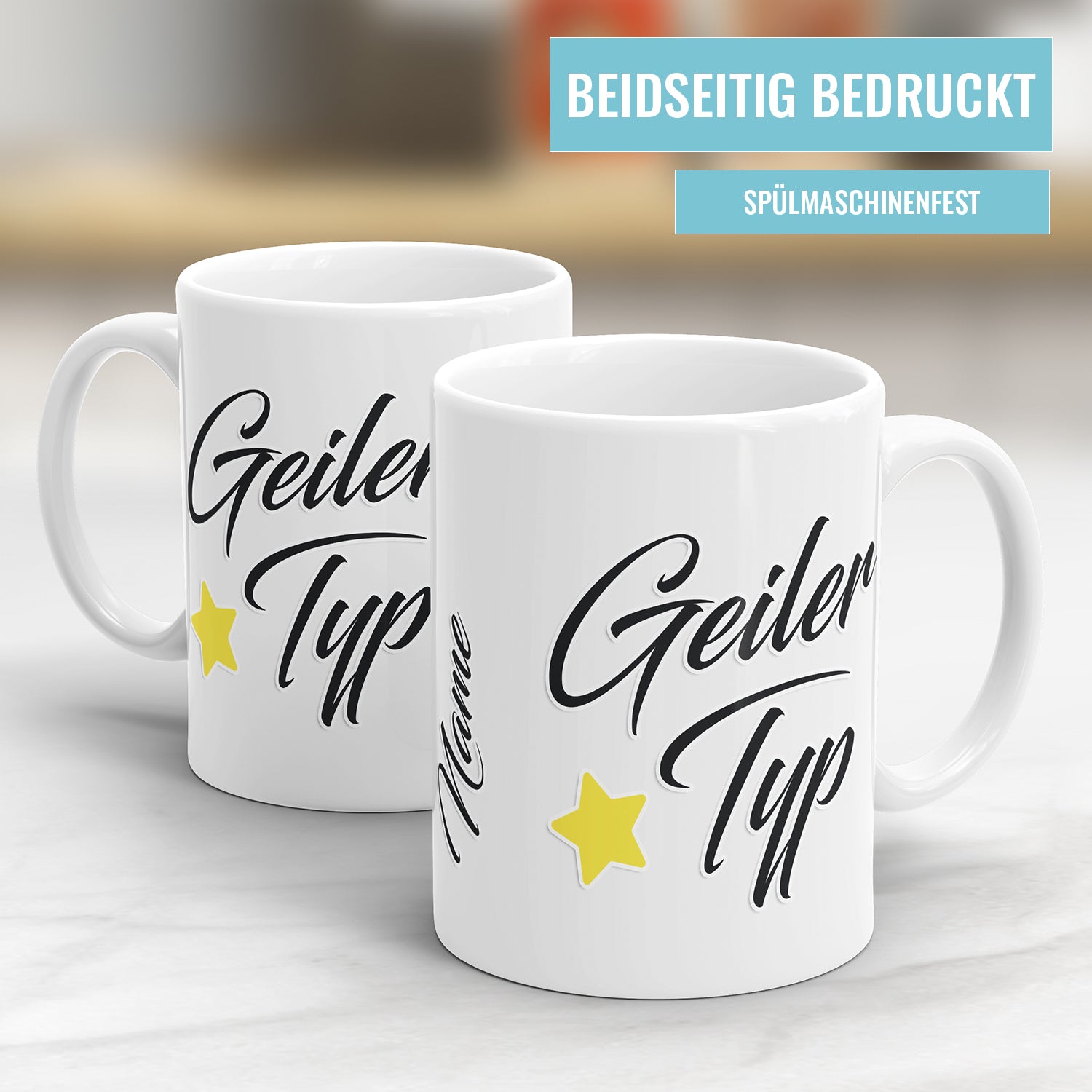 Geiler Typ mit Stern personalisierbar mit Namen Tasse Fulima