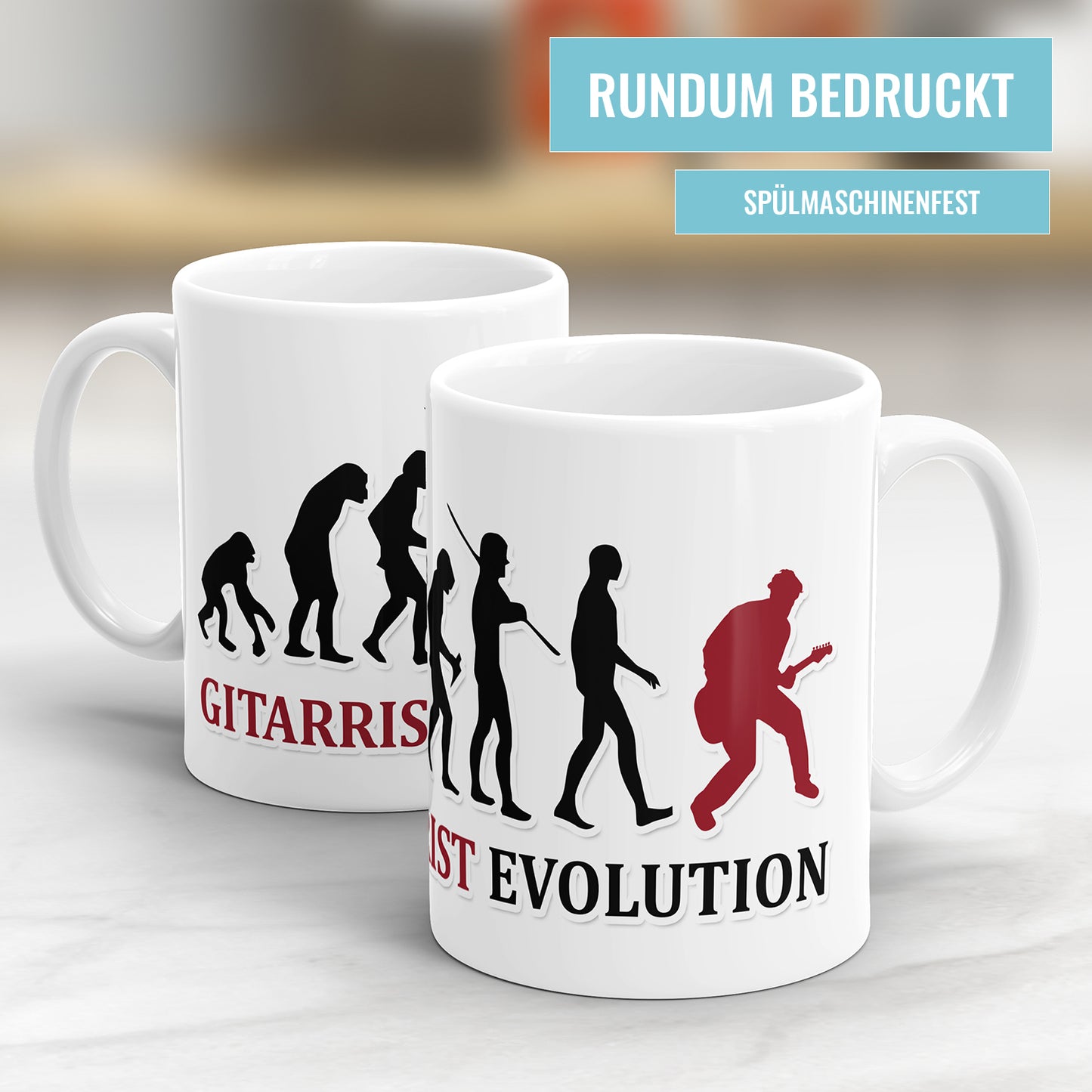 Gitarrist Evolution Tasse - Geschenkidee für Gitarristen Fulima