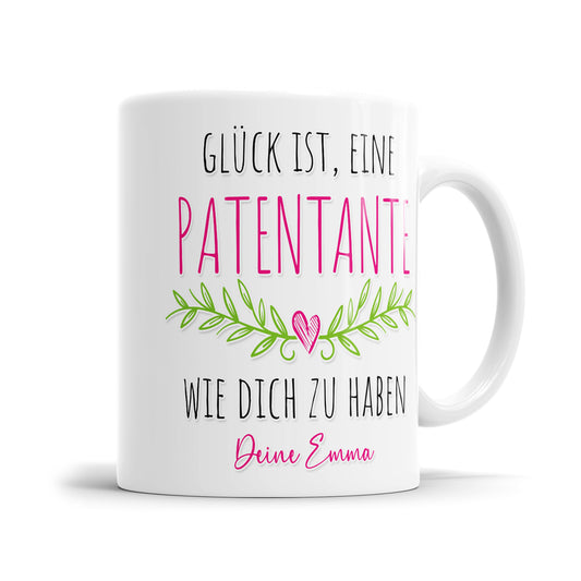Personalisierte Patentante Tasse - "Glück ist eine Patentante wie dich zu haben" - Fulima