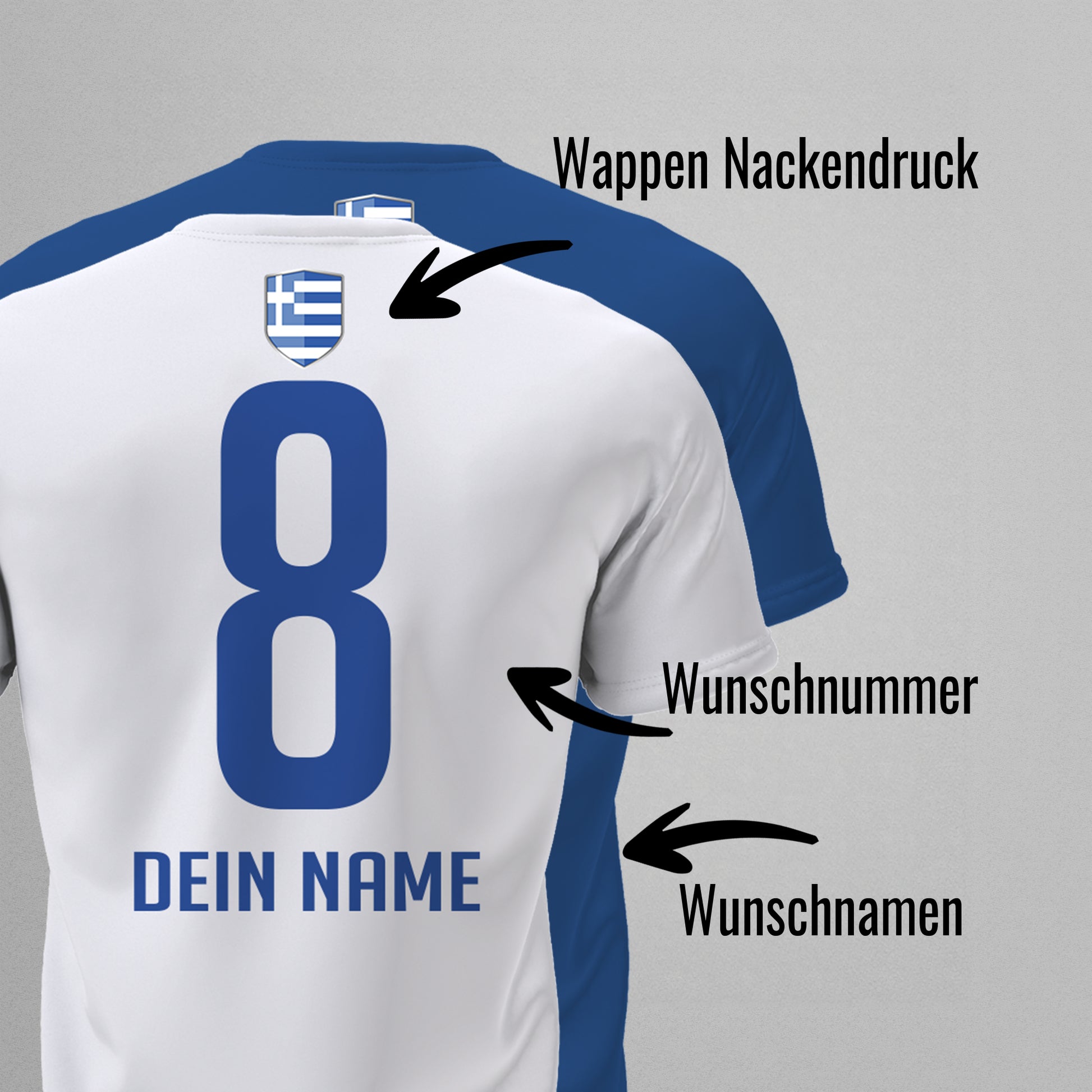 Griechenland Shirt mit Wappen und individueller Nummer & Name - FULiMA®