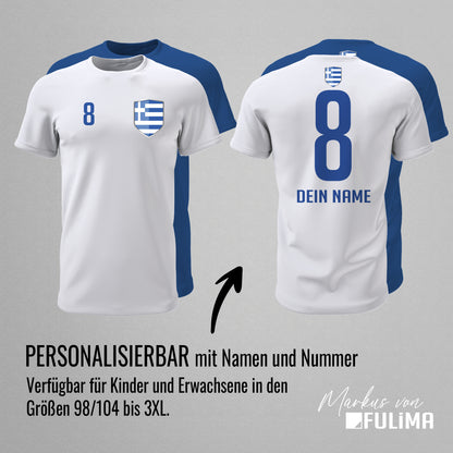 Griechenland Shirt mit Wappen und individueller Nummer & Name - FULiMA®