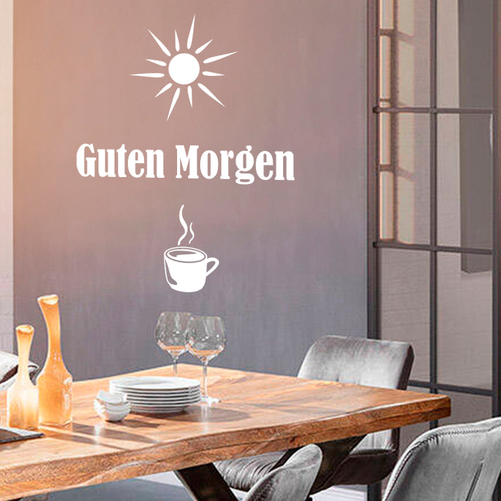 Guten Morgen mit Sonne und Kaffee Wandtattoo - Fulima