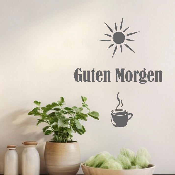 Guten Morgen mit Sonne und Kaffee Wandtattoo - Fulima