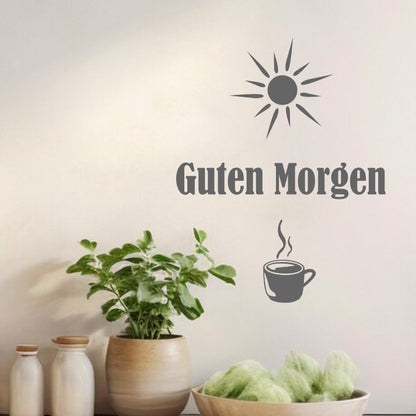 Guten Morgen mit Sonne und Kaffee Wandtattoo - Fulima