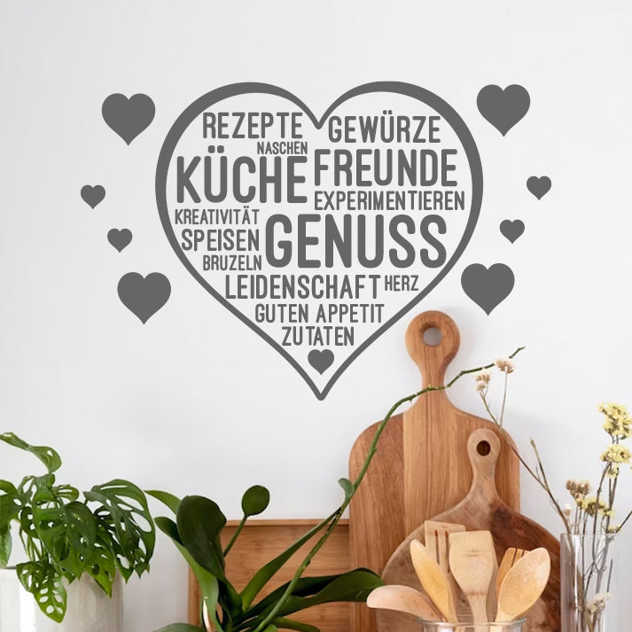 Wandtattoo "Herz der Küche" mit inspirierenden Texten - Fulima