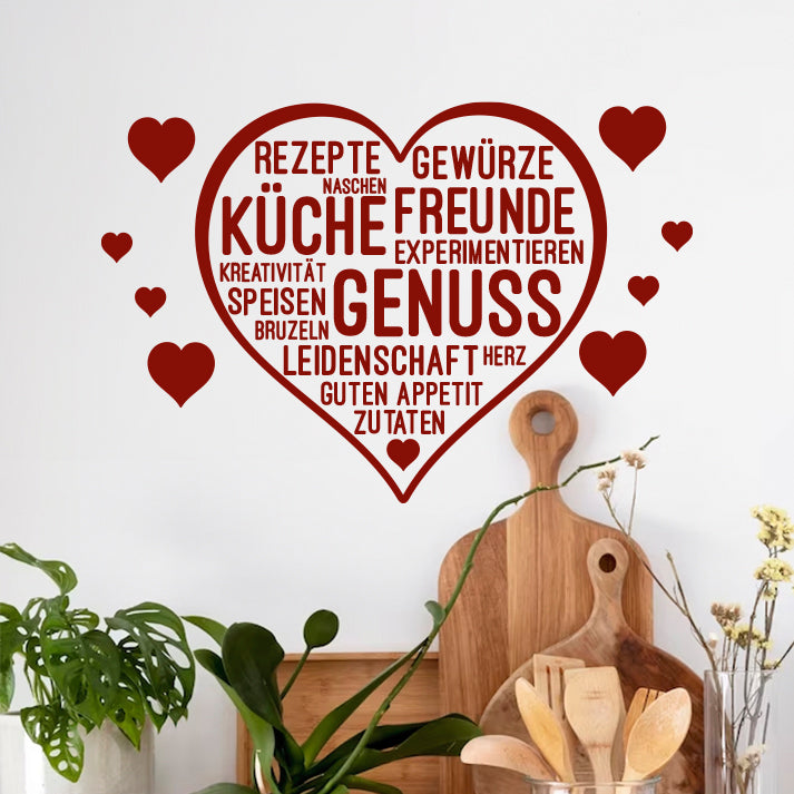 Wandtattoo "Herz der Küche" mit inspirierenden Texten - Fulima