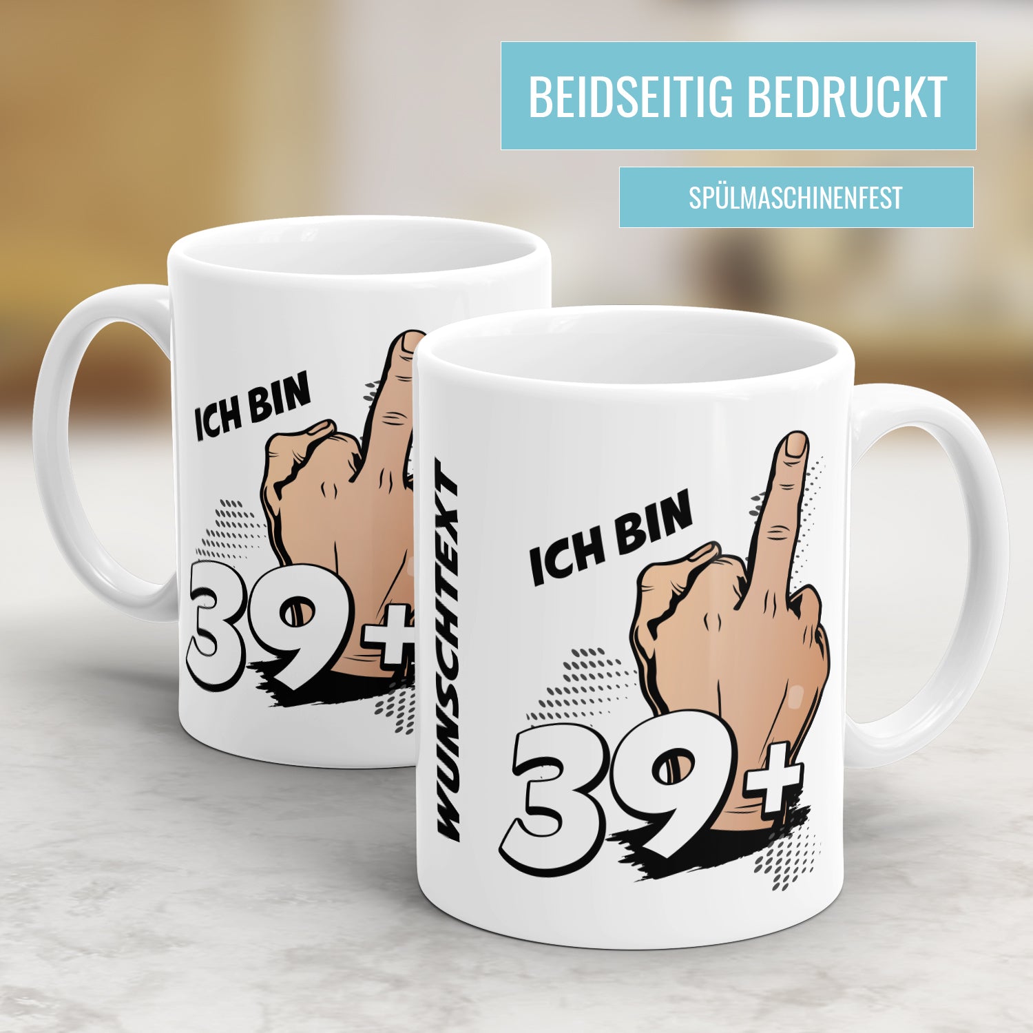 Ich bin 39 plus Mittelfinger 40 Geburtstag Herren Geschenk Tasse - Fulima
