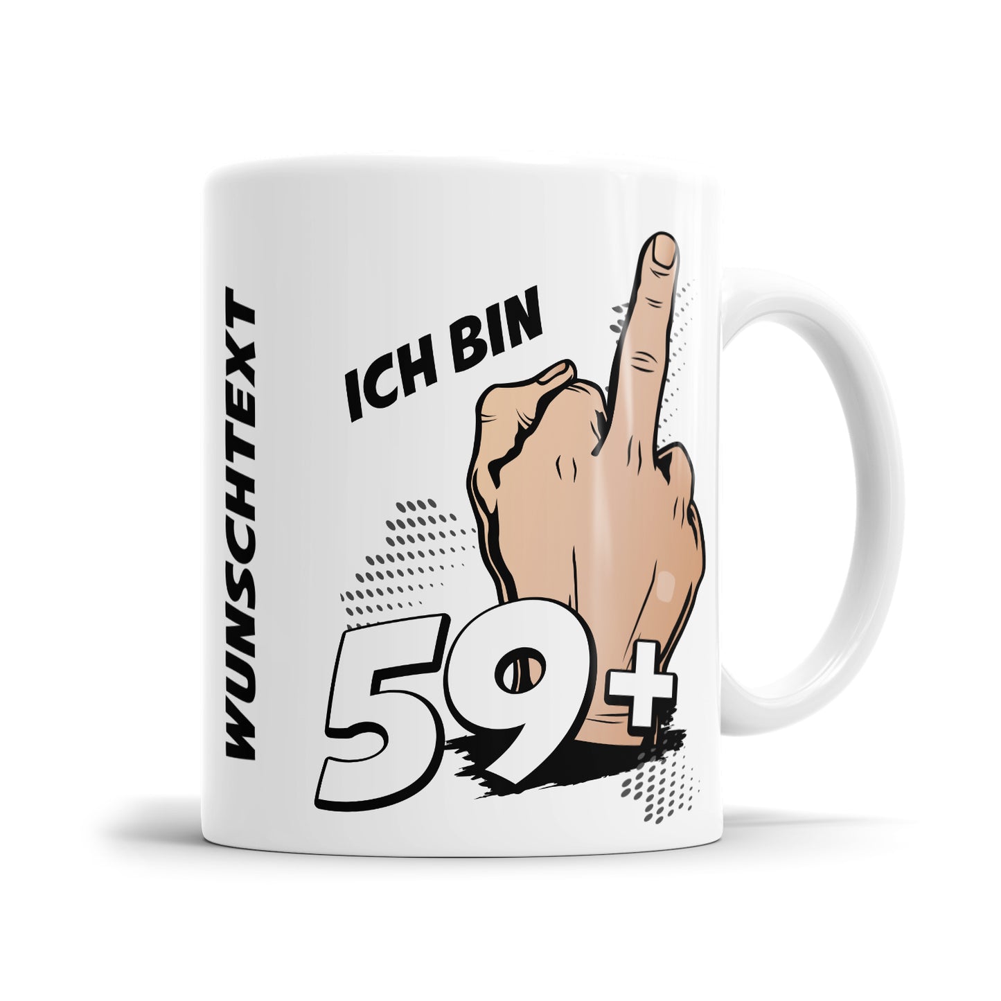 Lustige Tasse zum 60. Geburtstag - 59 plus Mittelfinger - Geschenk für Herren - Fulima