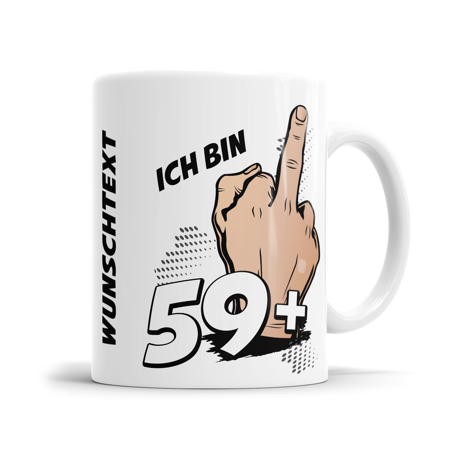 Lustige Tasse zum 60. Geburtstag - 59 plus Mittelfinger - Geschenk für Herren - Fulima