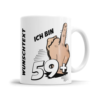 Lustige Tasse zum 60. Geburtstag - 59 plus Mittelfinger - Geschenk für Herren - Fulima